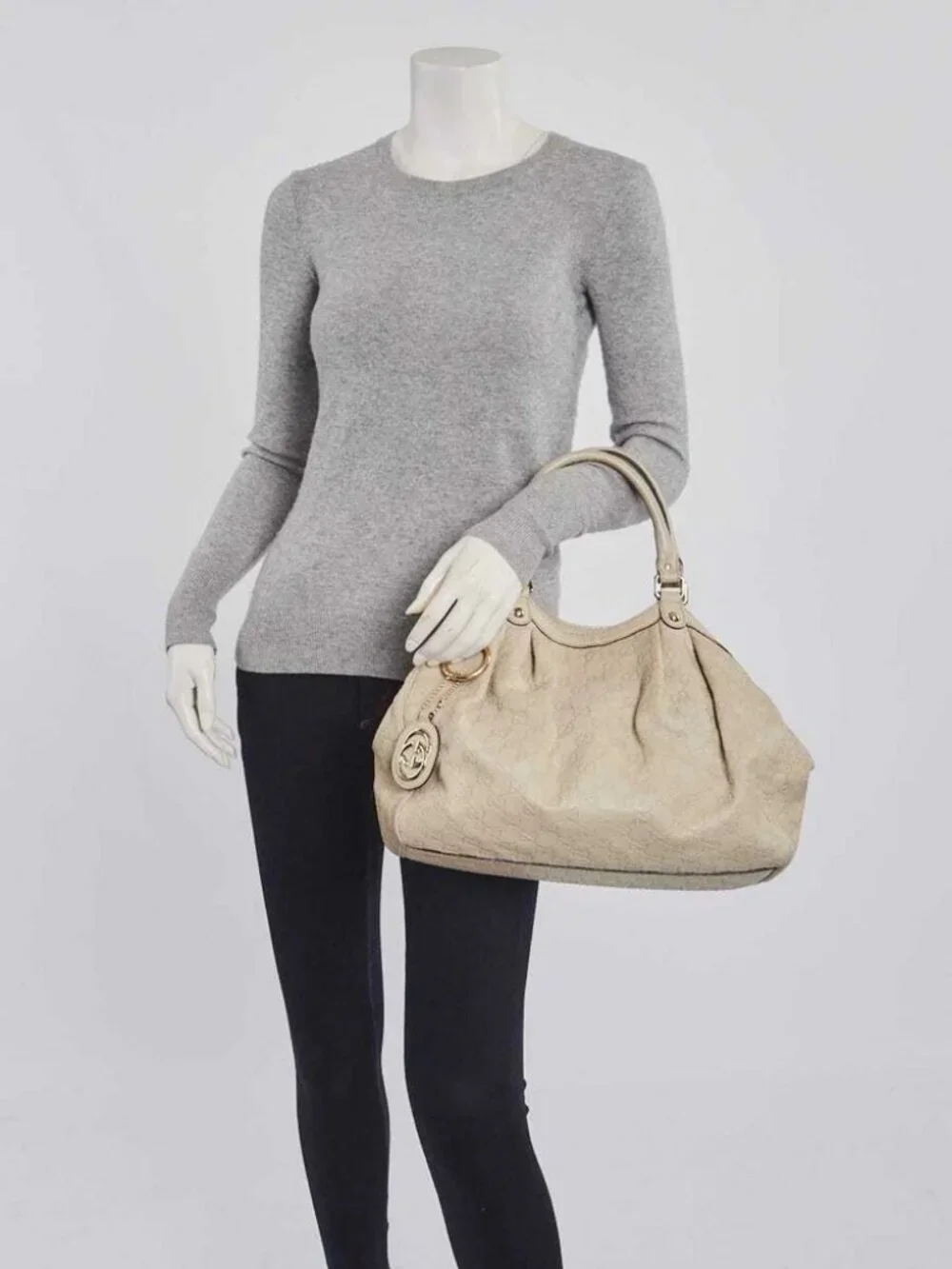 Gucci White Guccissima Leather Medium Sukey Tote Bag